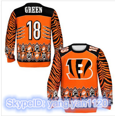 Nike Cincinnati Bengals #18 A.J. Green Orange Black Men''s Ugly Sweater