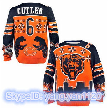 Nike Chicago Bears #6 Jay Cutler Orange Navy Blue Men's Ugly Sweater