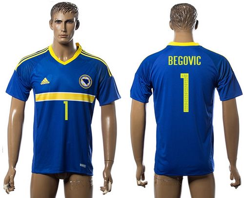 Bosnia Herzegovina #1 Begovic Home Soccer Country Jersey Bosnia Herzegovina #1 Begovic Home Soccer Country Jersey