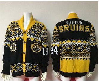 Men's Boston Bruins Black Ugly Sweater Cardigan