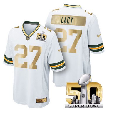 Pre Order Green Bay Packers Jersey 27 Eddie Lacy White Super Bowl 50 Limited Jerseys