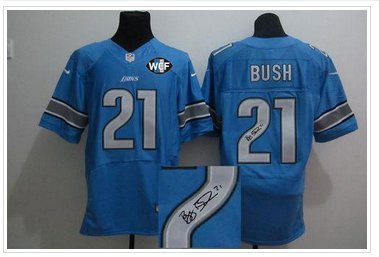 NEW Lions #21 Reggie Bush Blue Team Color With WCF Patch Autographed Jersey