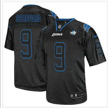NEW Lions #9 Matthew Stafford Lights Out Black With WCF Patch Jersey