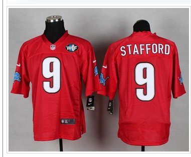 NEW Lions #9 Matthew Stafford Red With WCF Patch QB Practice Jersey