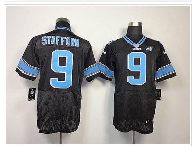 NEW Lions #9 Matthew Stafford Black Alternate With WCF Patch Jersey