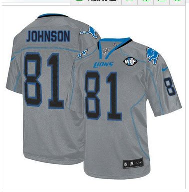 NEW Lions #81 Calvin Johnson Lights Out Grey With WCF Patch Jersey