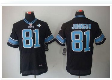 NEW Lions #81 Calvin Johnson Black Alternate With WCF Patch Jersey