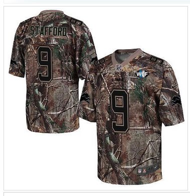 NEW Lions #9 Matthew Stafford Camo Realtree With WCF Patch Jersey