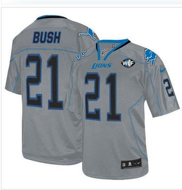 NEW Lions #21 Reggie Bush Lights Out Grey With WCF Patch Jersey