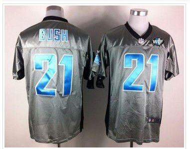 NEW Lions #21 Reggie Bush Grey Shadow With WCF Patch Jersey