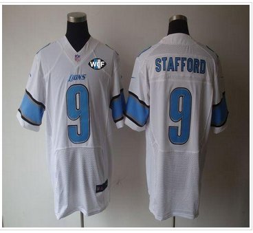 NEW Lions #9 Matthew Stafford White With WCF Patch Jersey