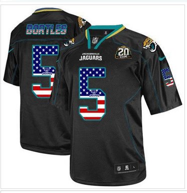 Jaguars #5 Blake Bortles Black With 20TH Season Patch USA Flag Fashion Jersey
