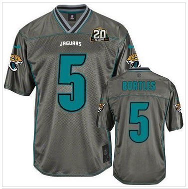 Jaguars #5 Blake Bortles Grey With 20TH Season Patch Vapor Jersey
