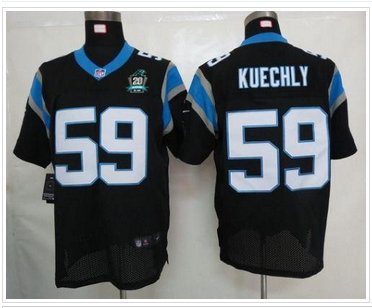 NEW Panthers #59 Luke Kuechly Black Team Color With 20TH Season Patch Stitched Jersey