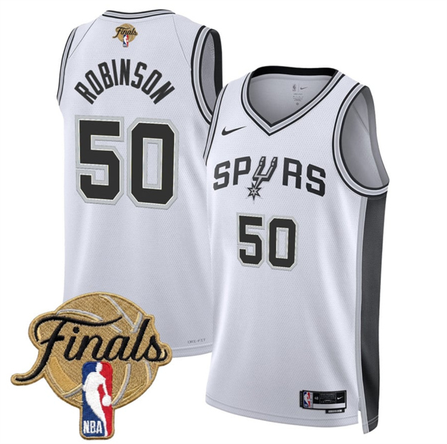 Men's San Antonio Spurs #50 David Robinson White 2026 Finals Patch Association Edition Stitched Basketball Jersey