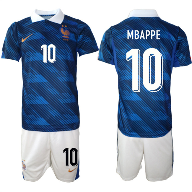 Men's France #10 Mbappé Navy 2026 Home Soccer Jersey Suit Men's France #10 Mbappé Navy 2026 Home Soccer Jersey Suit