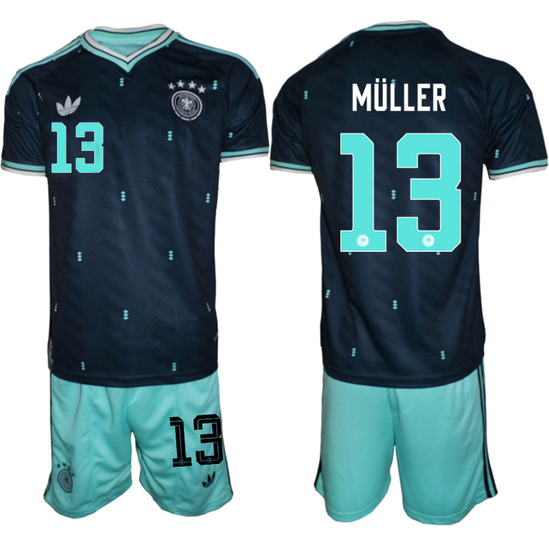 Men's Germany #13 Thomas Müller Navy 2026 Away Soccer Jersey Suit Men's Germany #13 Thomas Müller Navy 2026 Away Soccer Jersey Suit