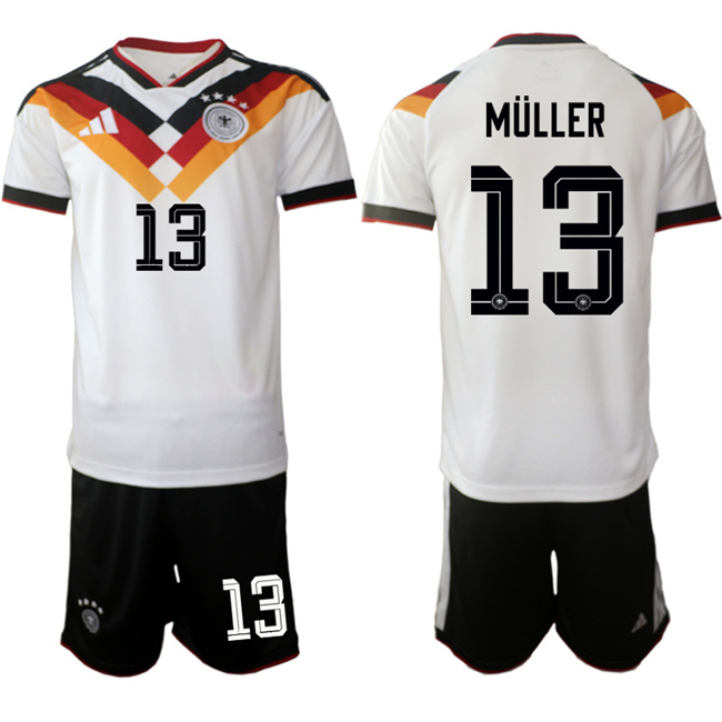 Men's Germany #13 Thomas Müller White 2025 26 Home Soccer Jersey Suit