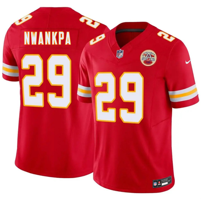 Men’s Kansas City Chiefs #29 Xavier Nwankpa Red 2026 Draft F.U.S.E. Vapor Untouchable Limited Stitched Football Jersey