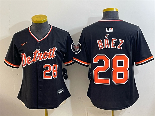 Youth Detroit Tigers #28 Javier Báez Black 2026 Alternate Vapor Premier Limited Stitched Baseball Jersey Youth Detroit Tigers #28 Javier Báez Black 2026 Alternate Vapor Premier Limited Stitched Baseball Jersey
